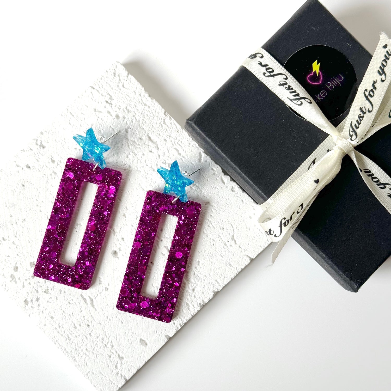  rectangle resin earrings 