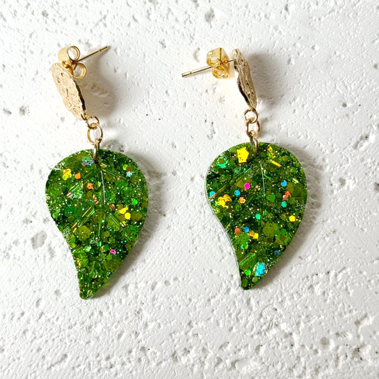 leaf resin earrings