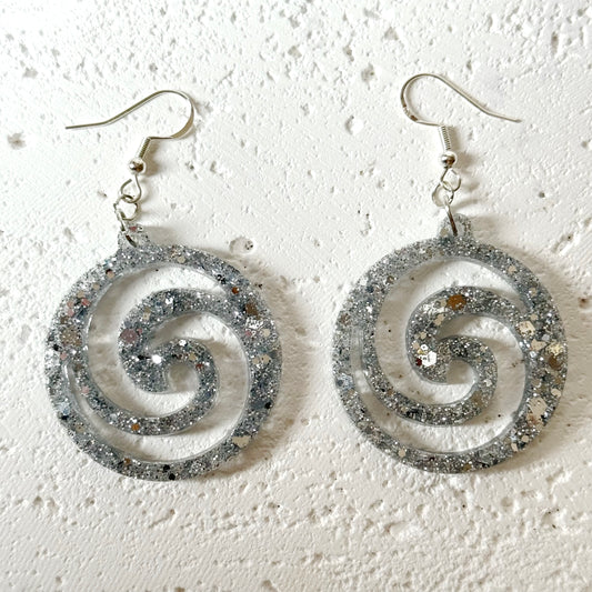 silver resin earrings