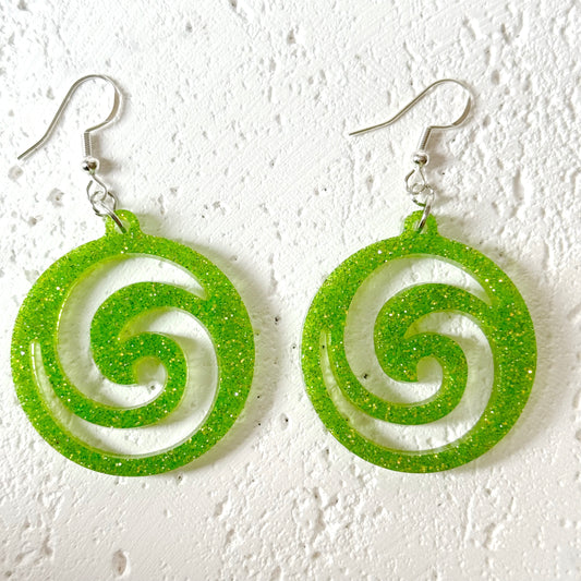 bright green resin earrings 