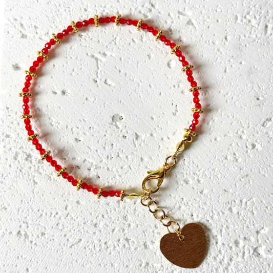 red glass bead bracelet