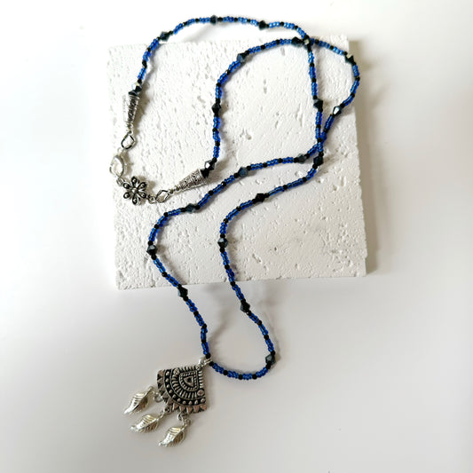 blue bead necklace