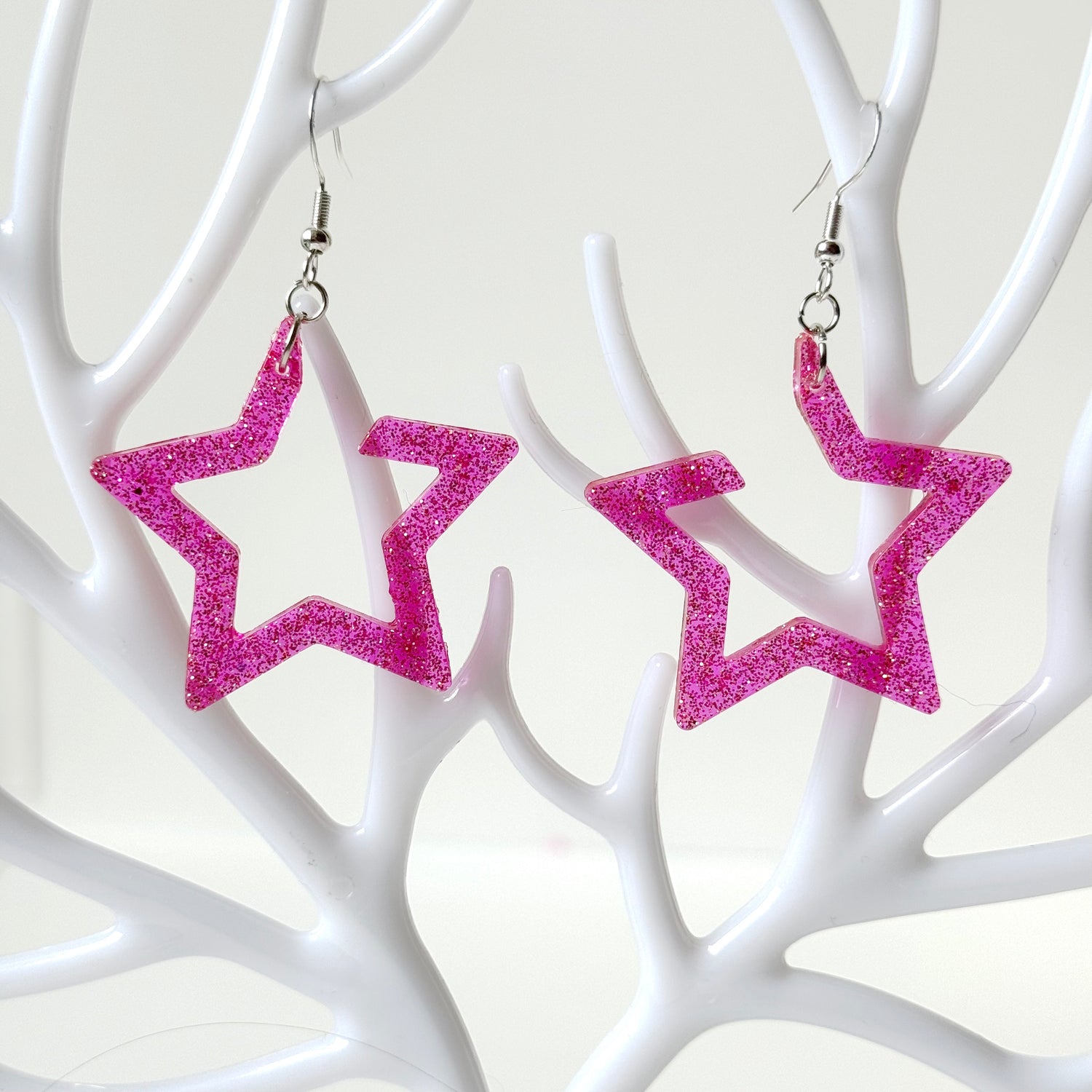 pink resin earrings