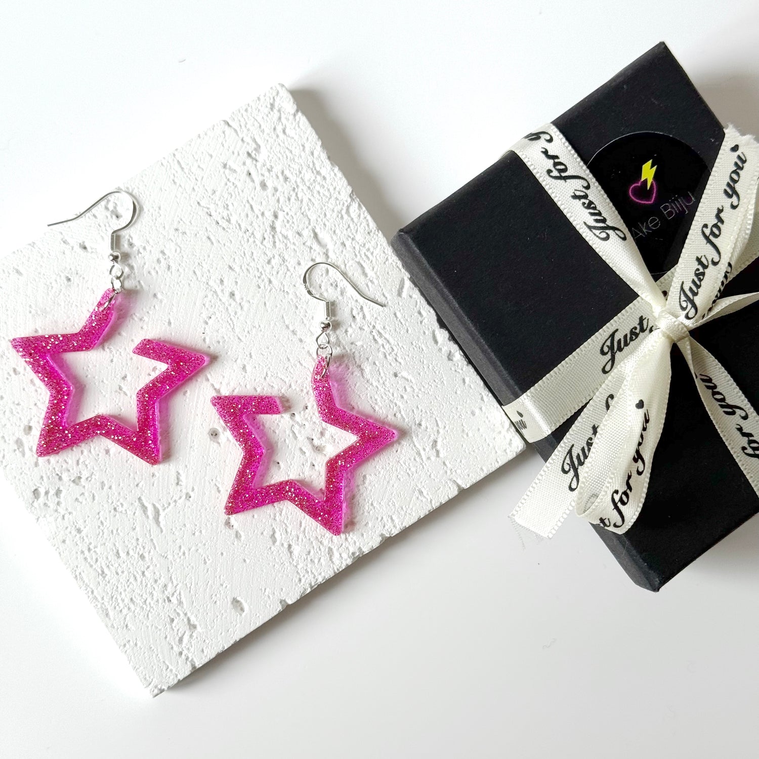 pink resin earrings