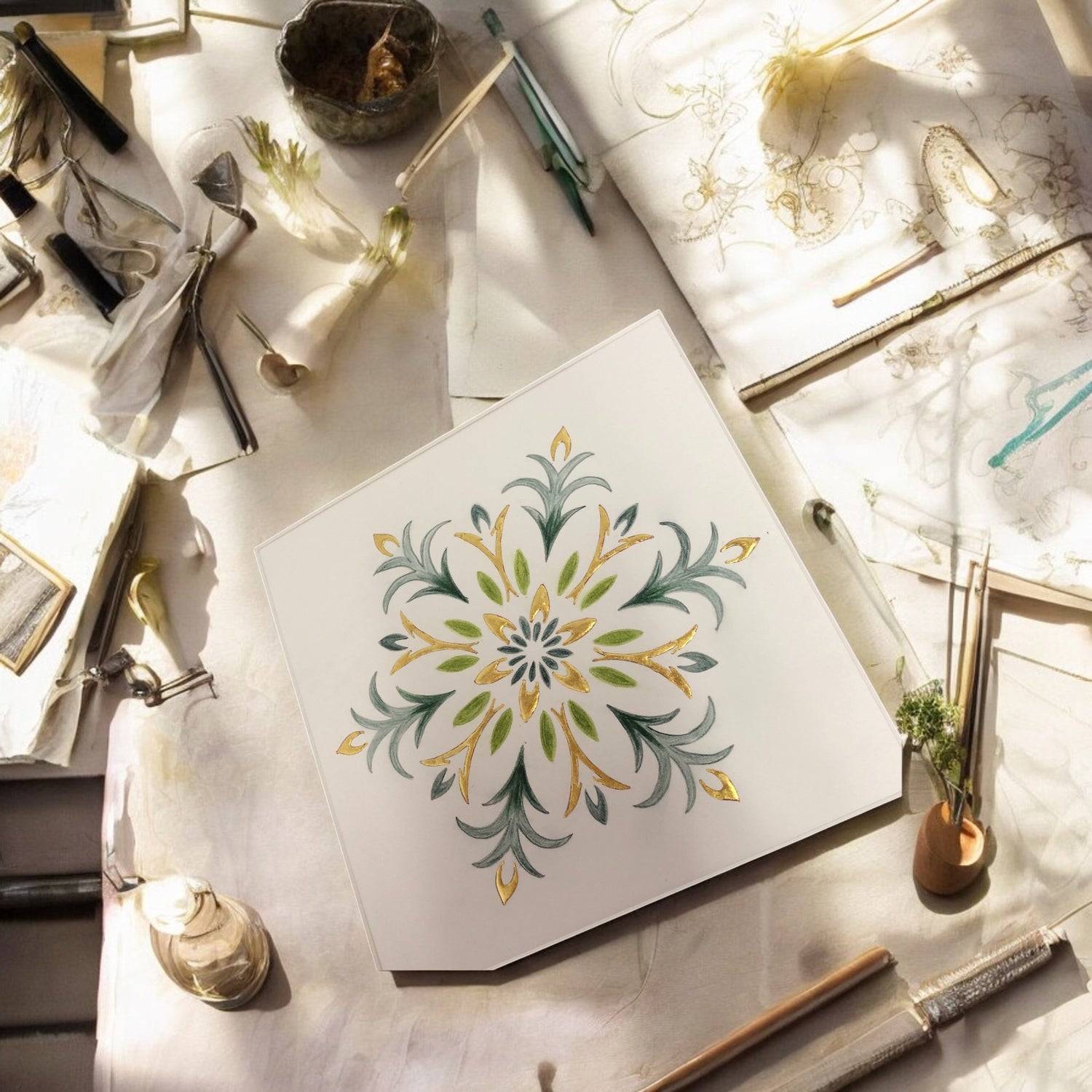 gold and green mandala