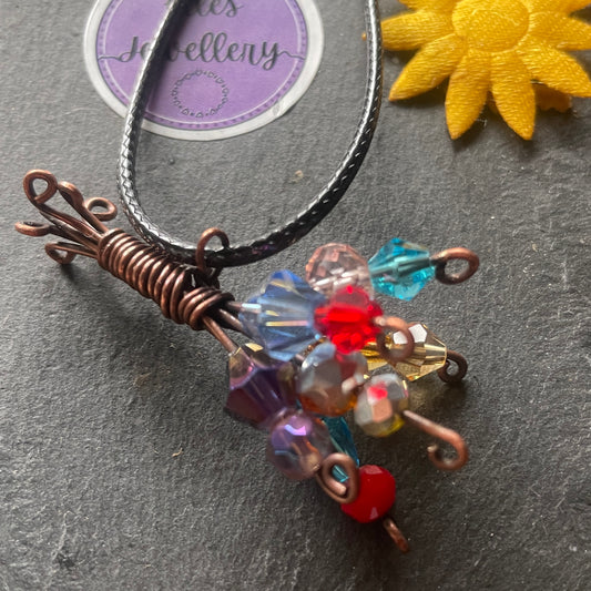 copper and crystal pendant