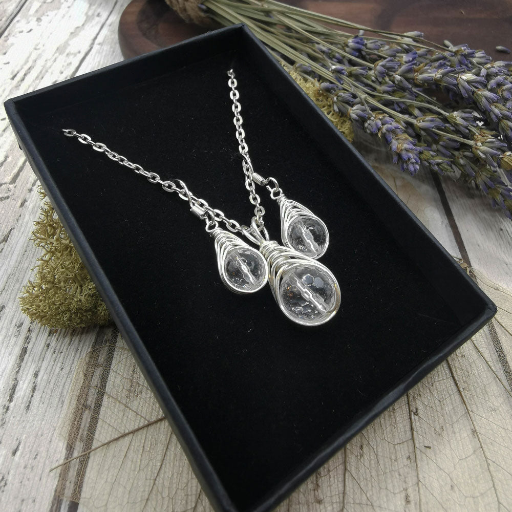 Crystal Necklace Tree Of Life Wire Wrapped Moon Gemstone Pendant Reiki Healing  Quartz Crystal Stone Necklaces Jewelry 2pcs | Fruugo UK