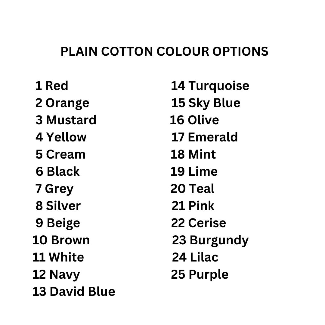 Image with wording showing the 25 colour options available for our bunting