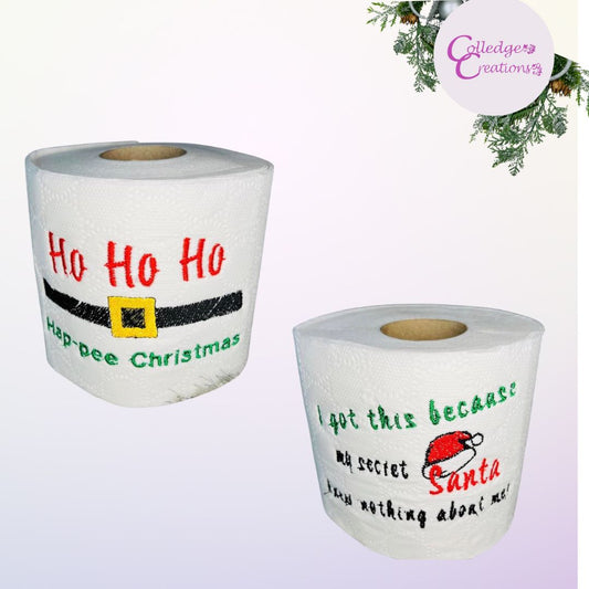 Image showing to Christmas themed novelty toilet rolls for the perfect gift idea