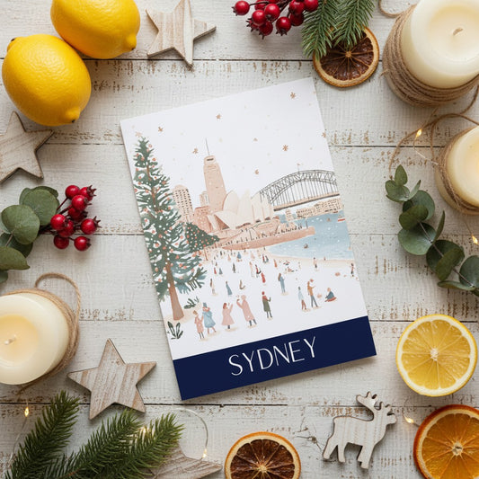 Christmas card with Sydney festive scene that can be personalised.