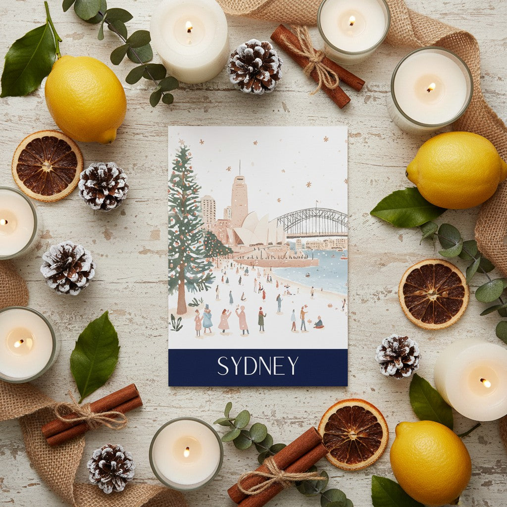 Sydney Christmas card with festive scene