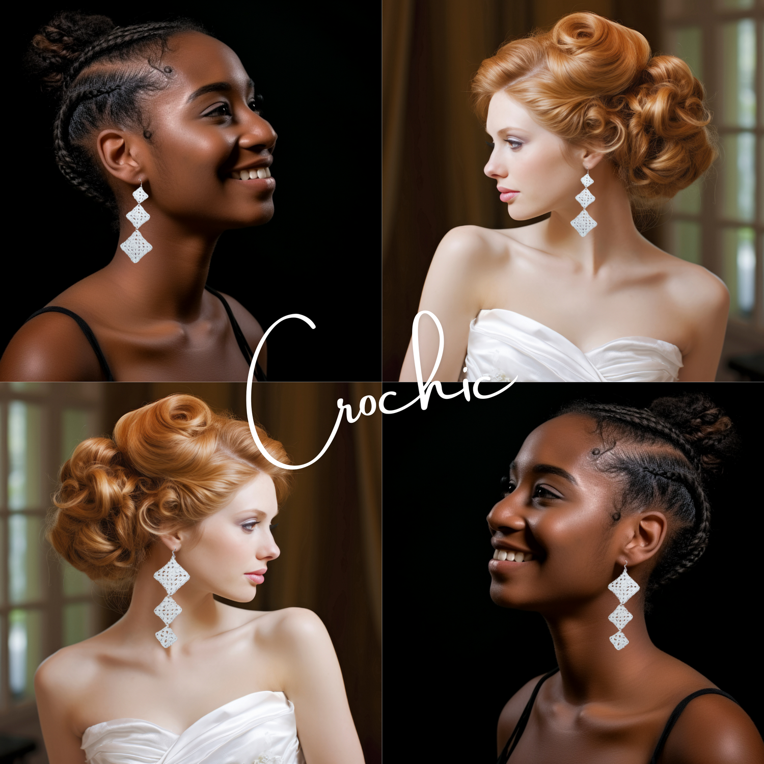 white dangle earrings 