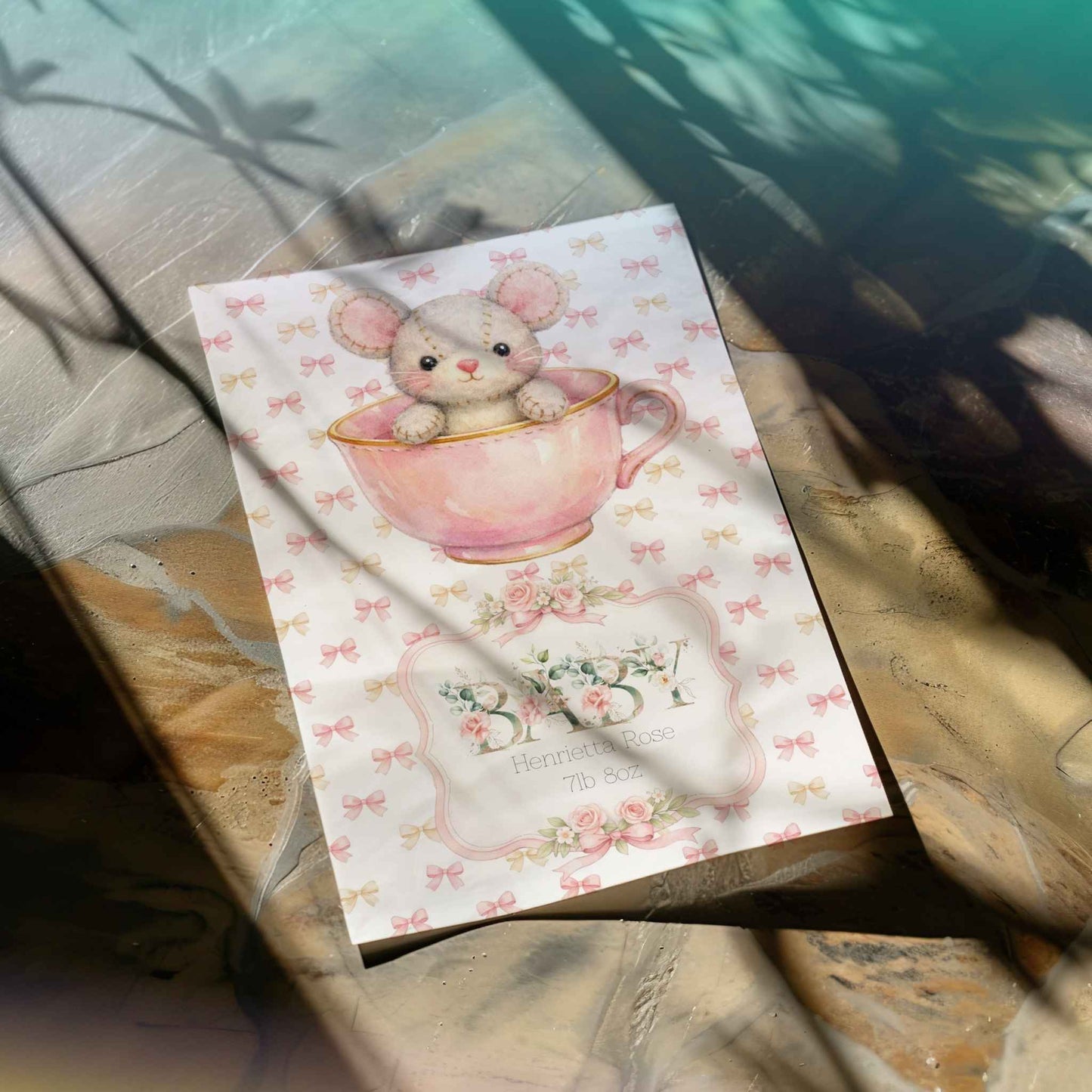 Adorable Mouse in Teacup Newborn Baby Card - Sweet Celebrations
