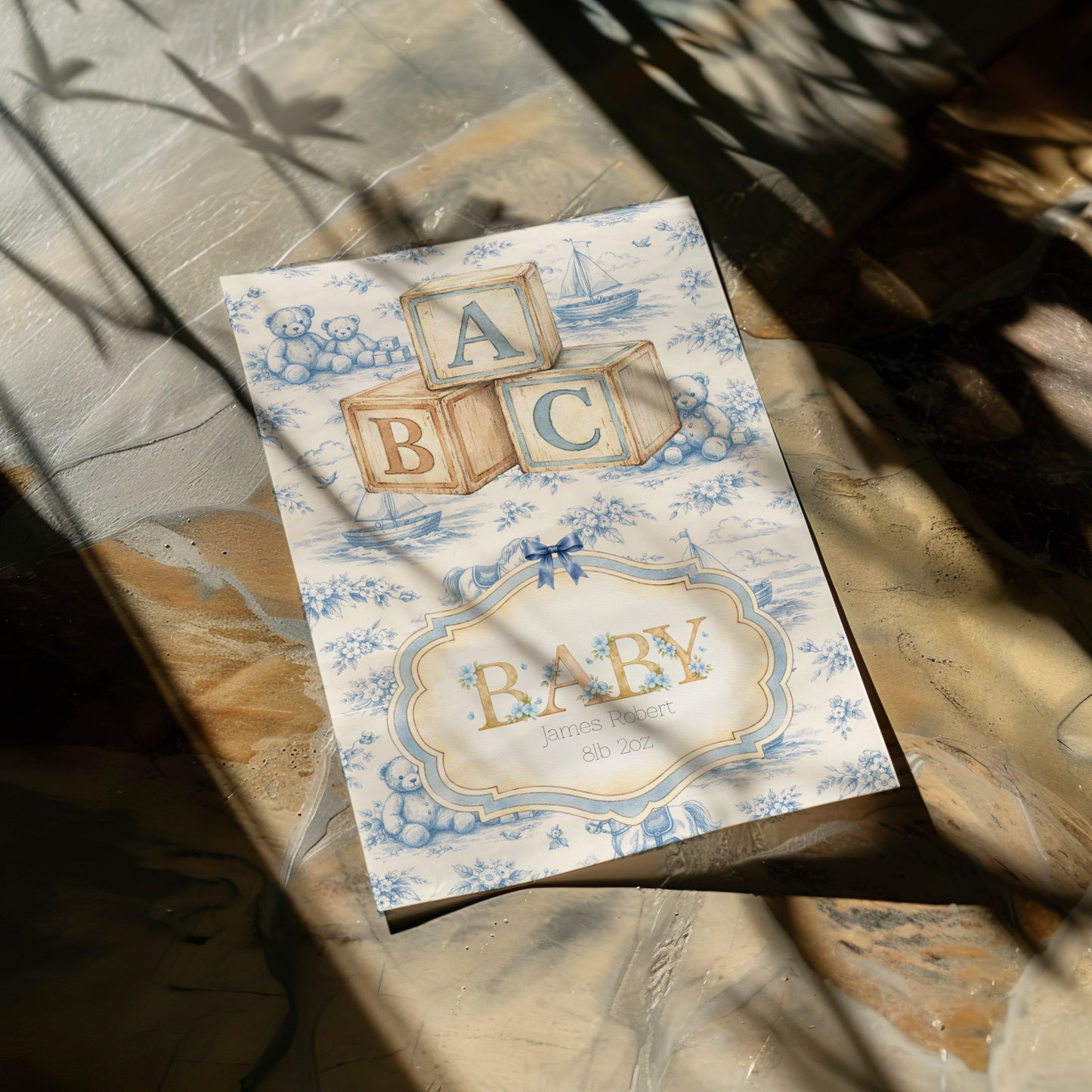 Personalised Alphabet Blocks Card - Newborn Baby Boy