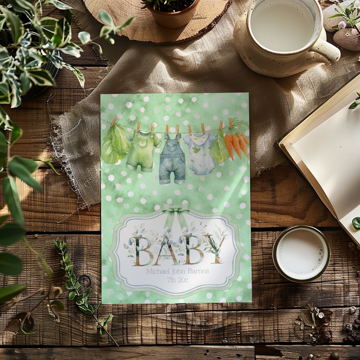 Homegrown Personalised Newborn Baby Card - Sweet Celebrations
