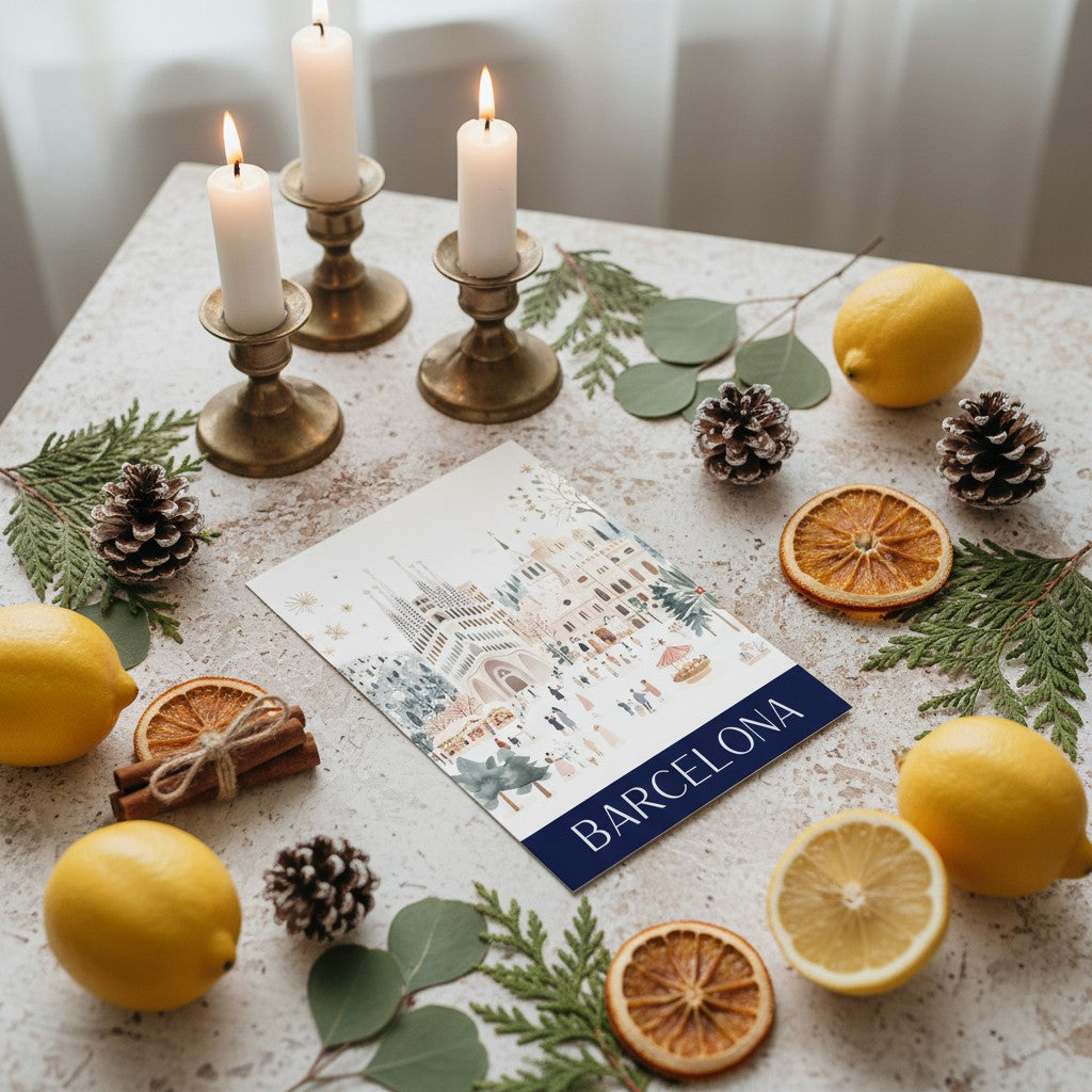 Barcelona Christmas Card – Unique Handmade Festive Card