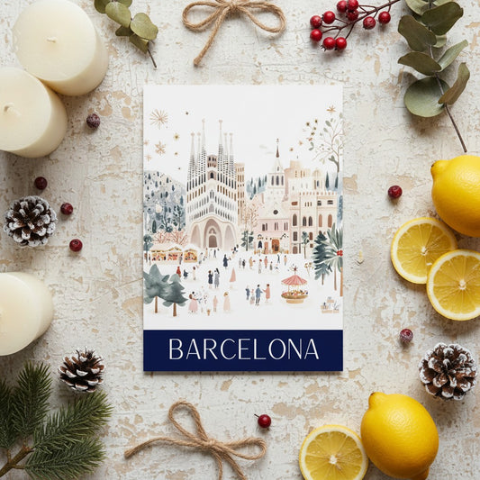 Barcelona Christmas Card – Unique Handmade Festive Card