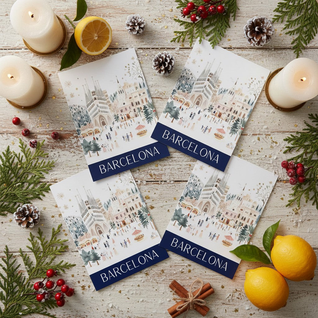 Barcelona Christmas Card – Unique Handmade Festive Card