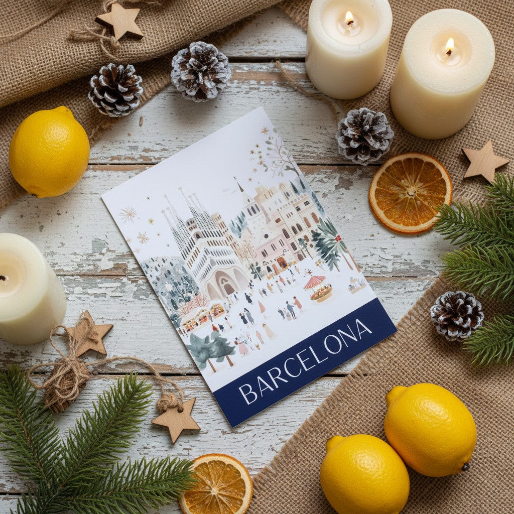Barcelona Christmas Card – Unique Handmade Festive Card