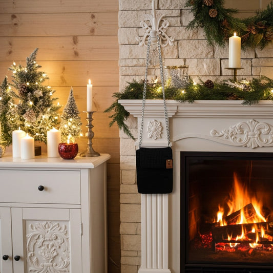 Black Crochet Phone Bag – Perfect Handmade Christmas Gift for Her