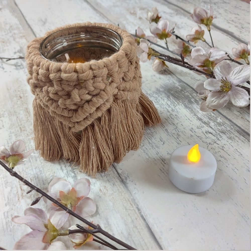 Handmade Macrame Tea Light Holders – Boho Decor