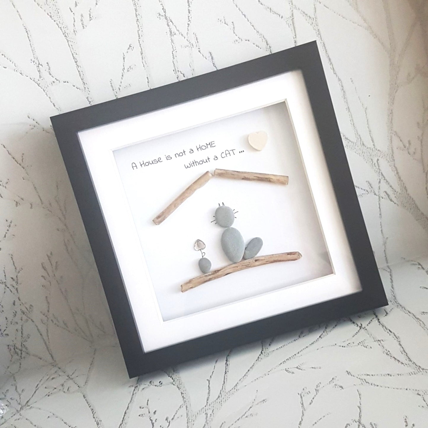 Whimsical Cat Pebble Art - Unique Gift for Cat Enthusiasts