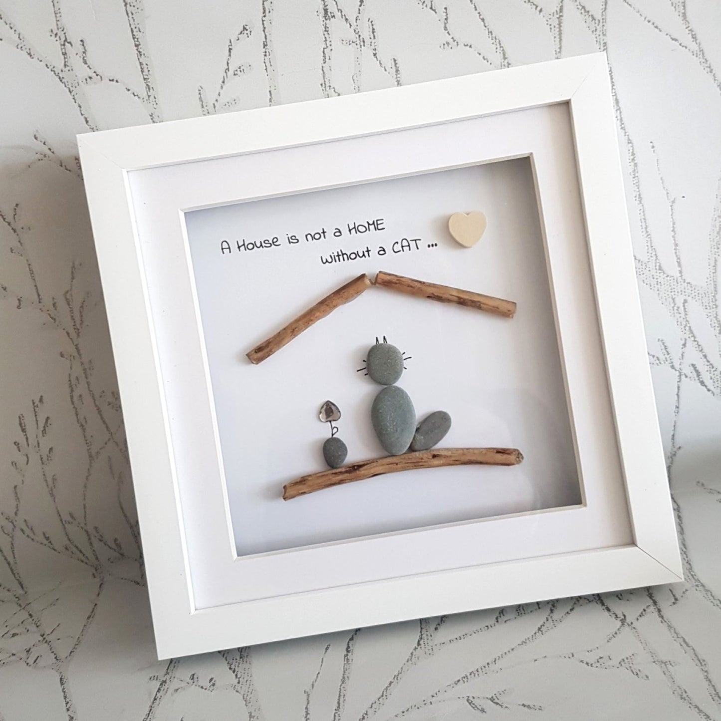 Whimsical Cat Pebble Art - Unique Gift for Cat Enthusiasts