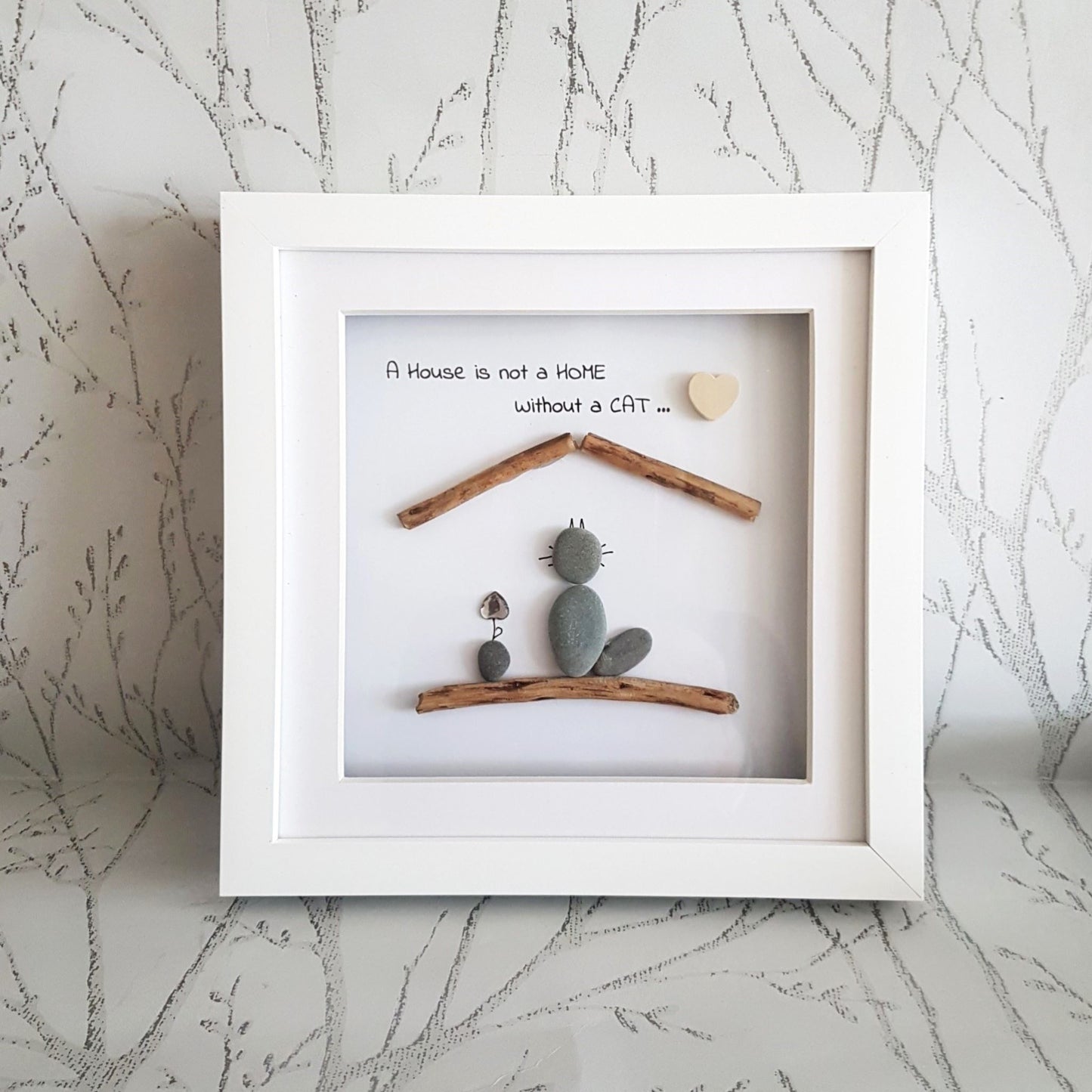 Whimsical Cat Pebble Art - Unique Gift for Cat Enthusiasts