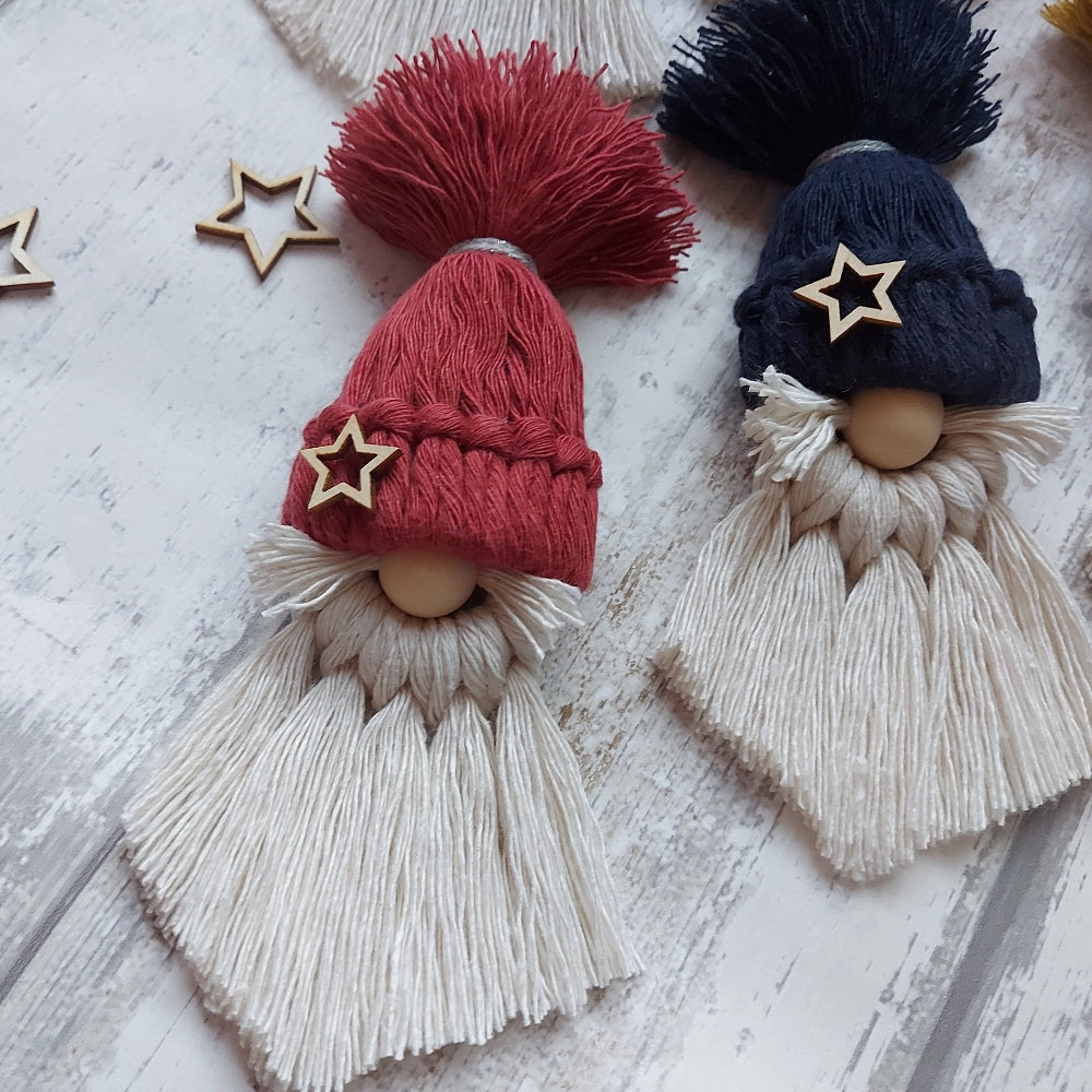 Macrame Gonk Christmas Decorations – Handmade Nordic Ornaments