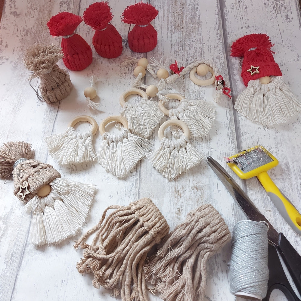 Macrame Gonk Christmas Decorations – Handmade Nordic Ornaments