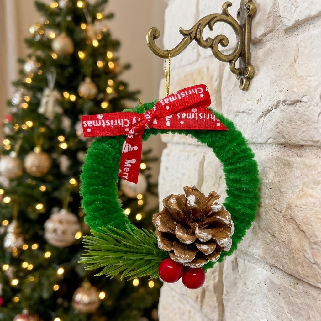 Mini Christmas Wreaths – Handmade Pipe Cleaner Ornaments