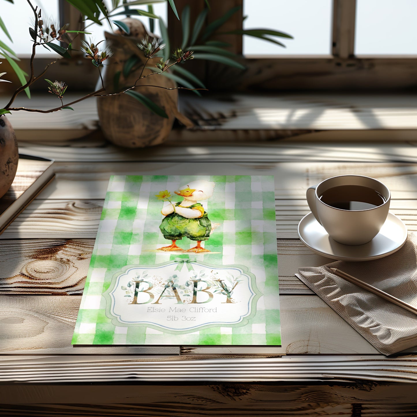 Personalised Duck Newborn Baby Card – A Charming Welcome