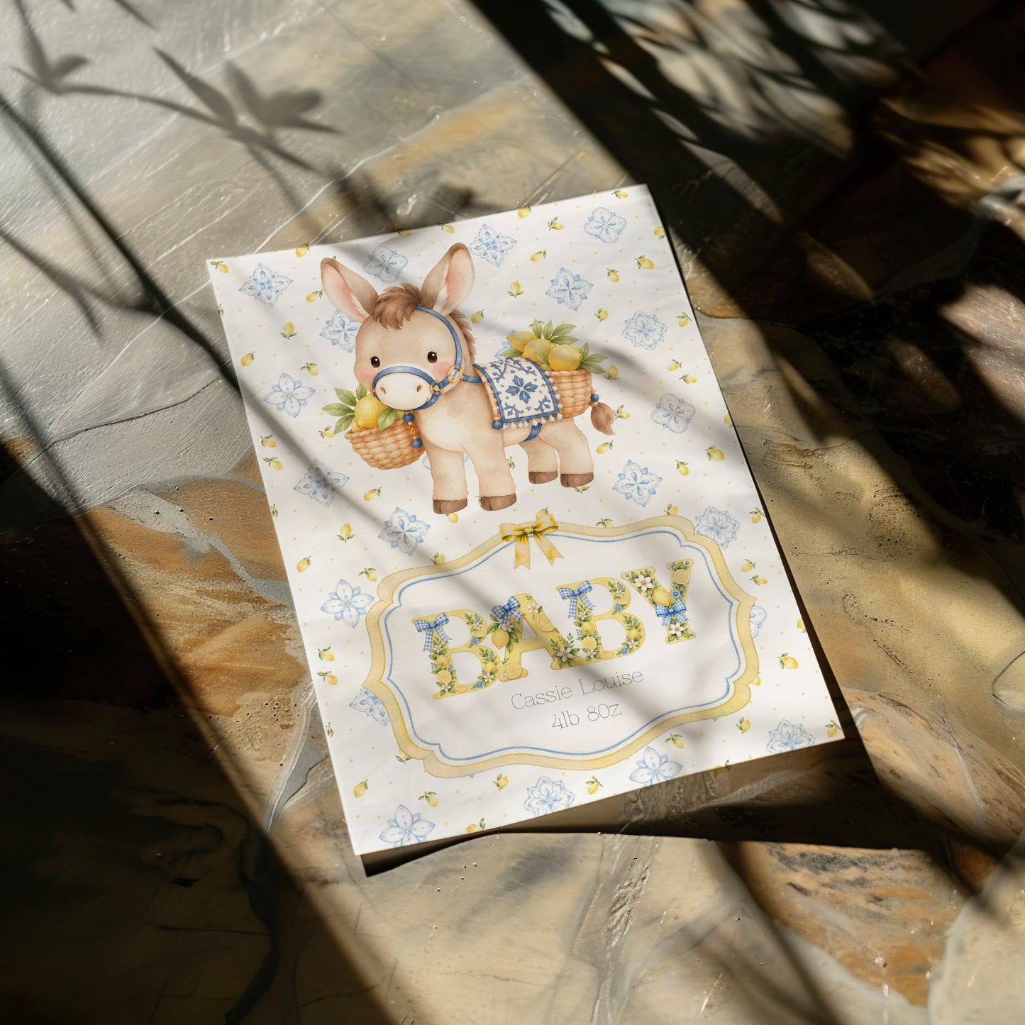 Unique Donkey Personalised Newborn Baby Card - Cards to Treasure