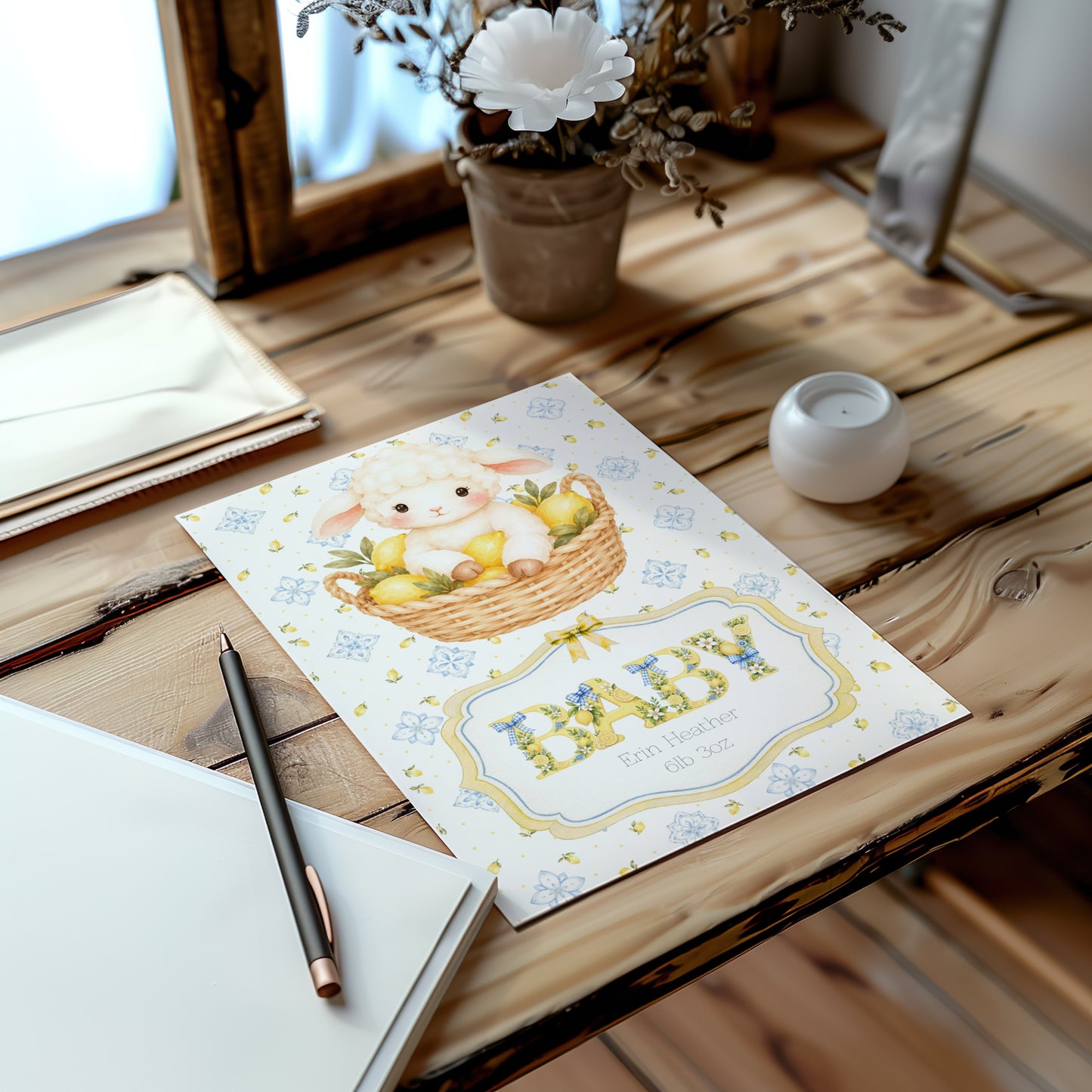 Unisex Little Lamb Baby Card - A Sweet Welcome for The New Arrival