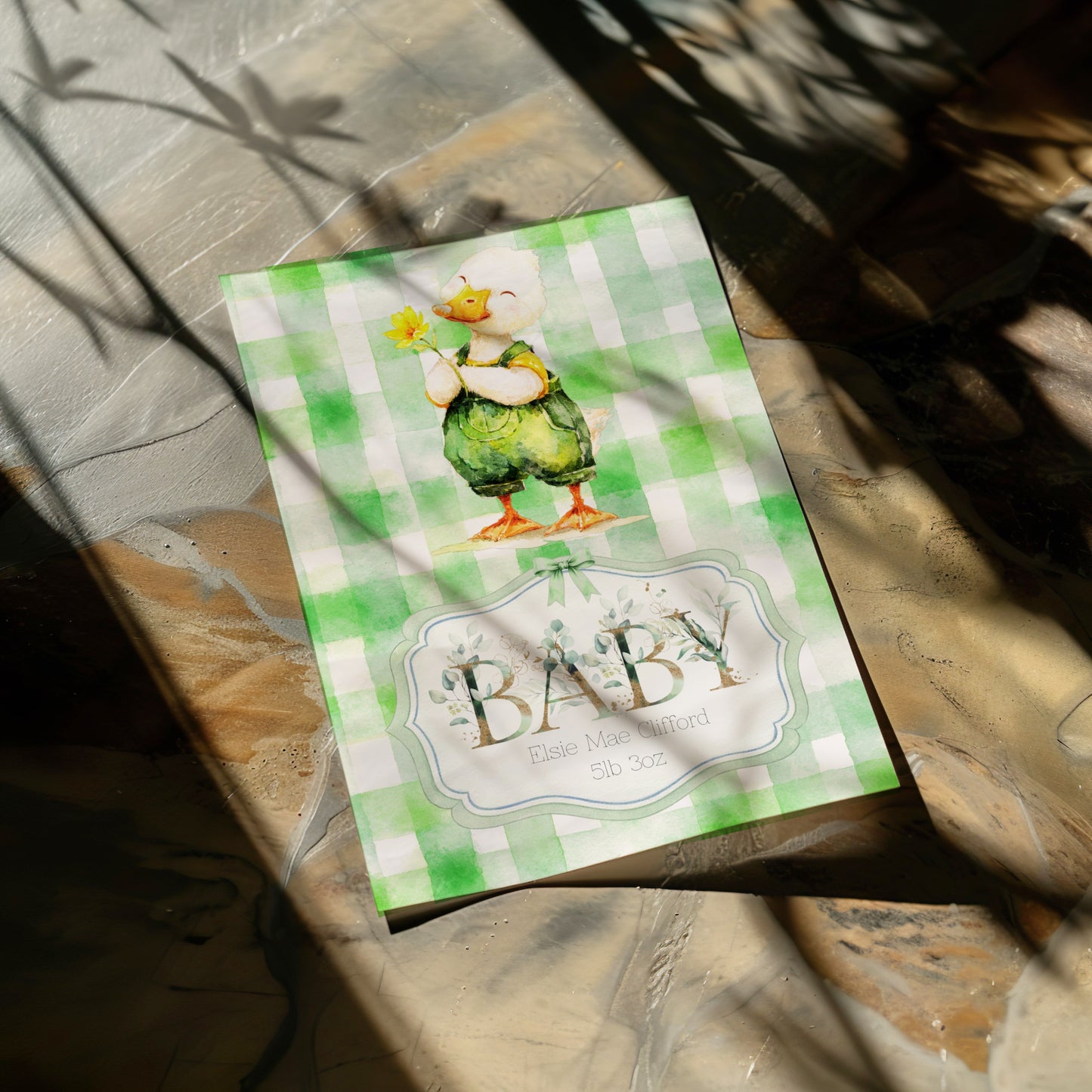 Personalised Duck Newborn Baby Card – A Charming Welcome