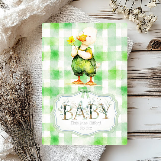 Personalised Duck Newborn Baby Card – A Charming Welcome