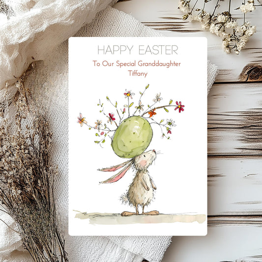 Cute Easter Greeting Card – Personalised Card with Adorable Hare