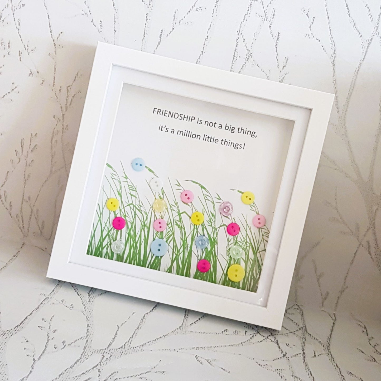 Charming Friendship Button Art Frame - Celebrate Connection with Style