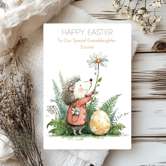 Cute Hedgehog Easter Card – Personalised Spring Greeting for Kids