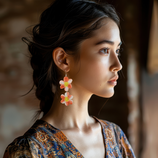 peach daisy earrings