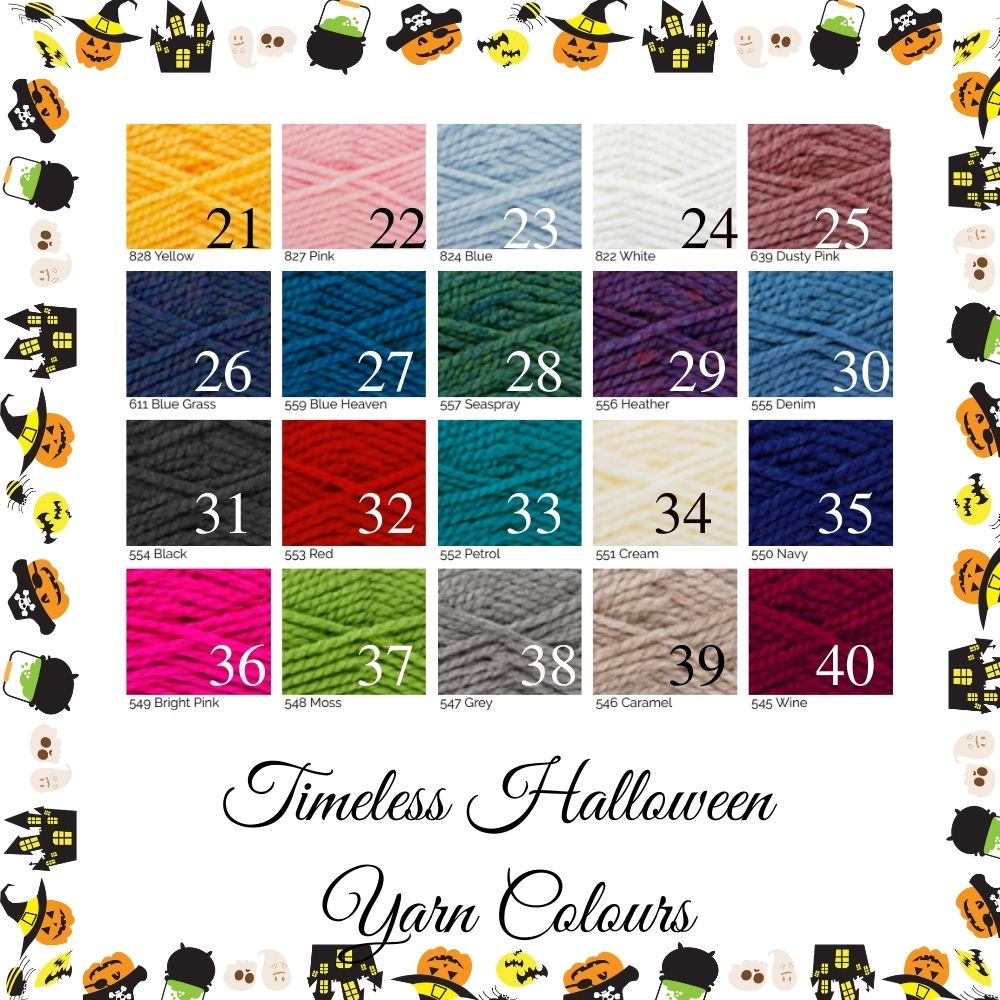 Acrylic Yarn Chart for colour choices