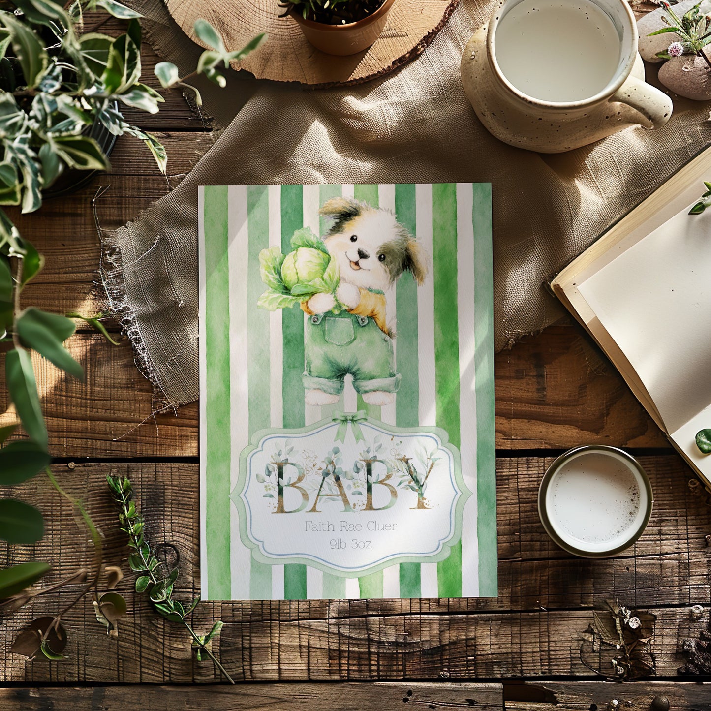 Adorable Unisex Newborn Puppy Card - Sweet Newborn Card
