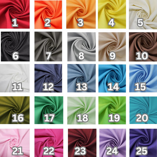 An image showing all the custom fabric colour options for our dog bandanas