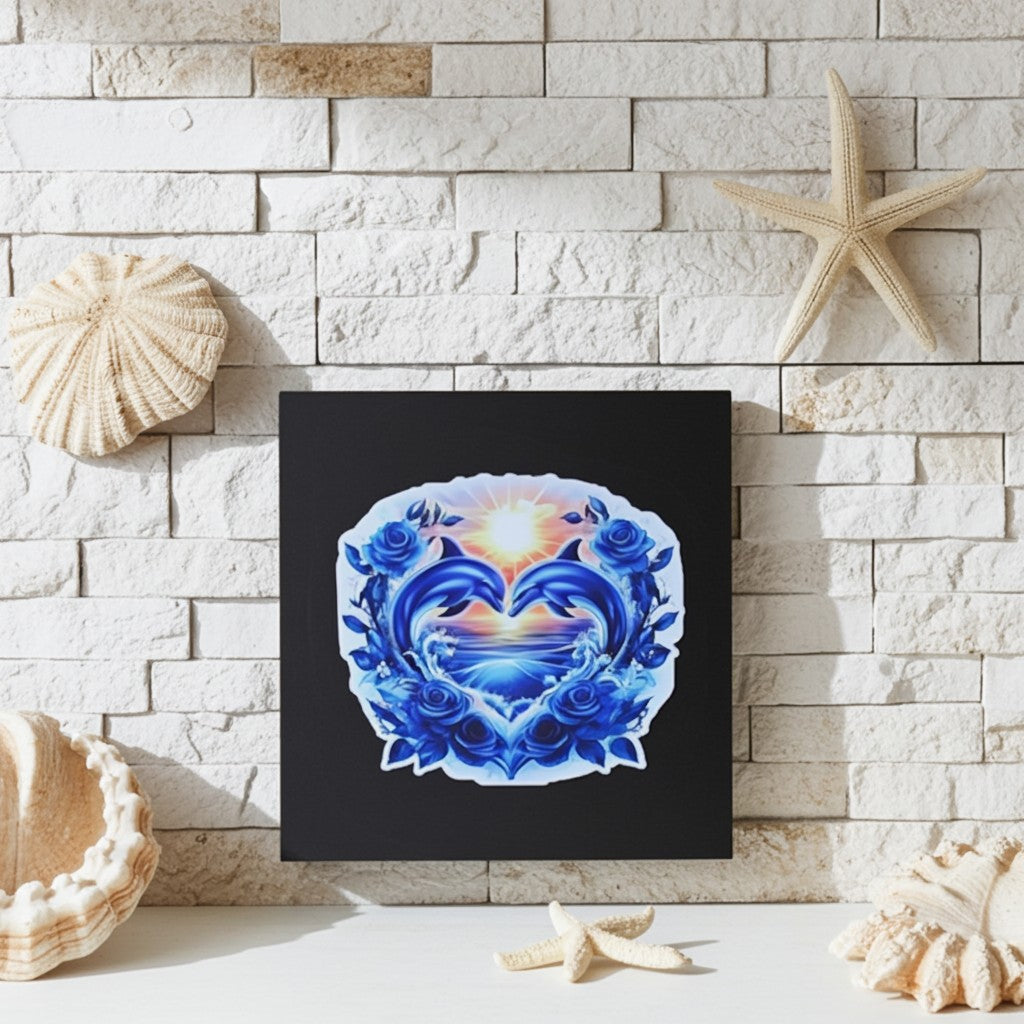 Charming Hand-Painted Dolphin Wooden Plaque - Perfect Nautical Decor