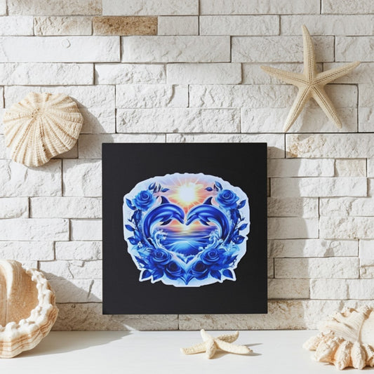 Charming Hand-Painted Dolphin Wooden Plaque - Perfect Nautical Decor