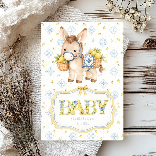 Unique Donkey Personalised Newborn Baby Card - Cards to Treasure