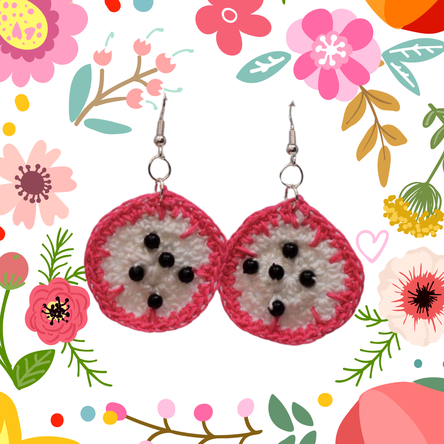 dragon fruit slice earrings 