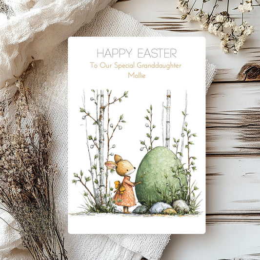 Easter Card for Girls – Personalised Handmade Card with Cute Fox