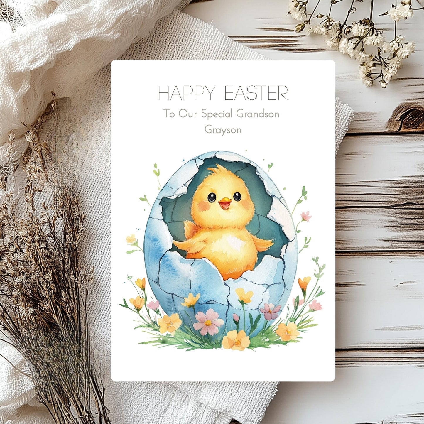 Easter Card for Son – Personalised with Cute Chick Illustration