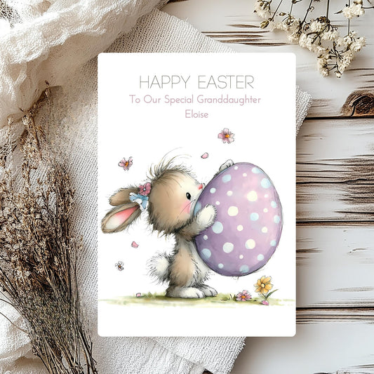 Easter Day Greeting Card – Handmade Card with Cute Bunny Design